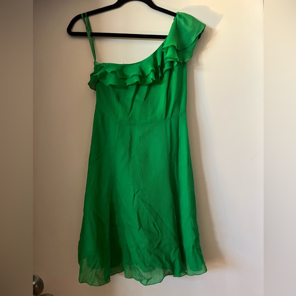 Armani Exchange Vibrant Green One-Shoulder Dress